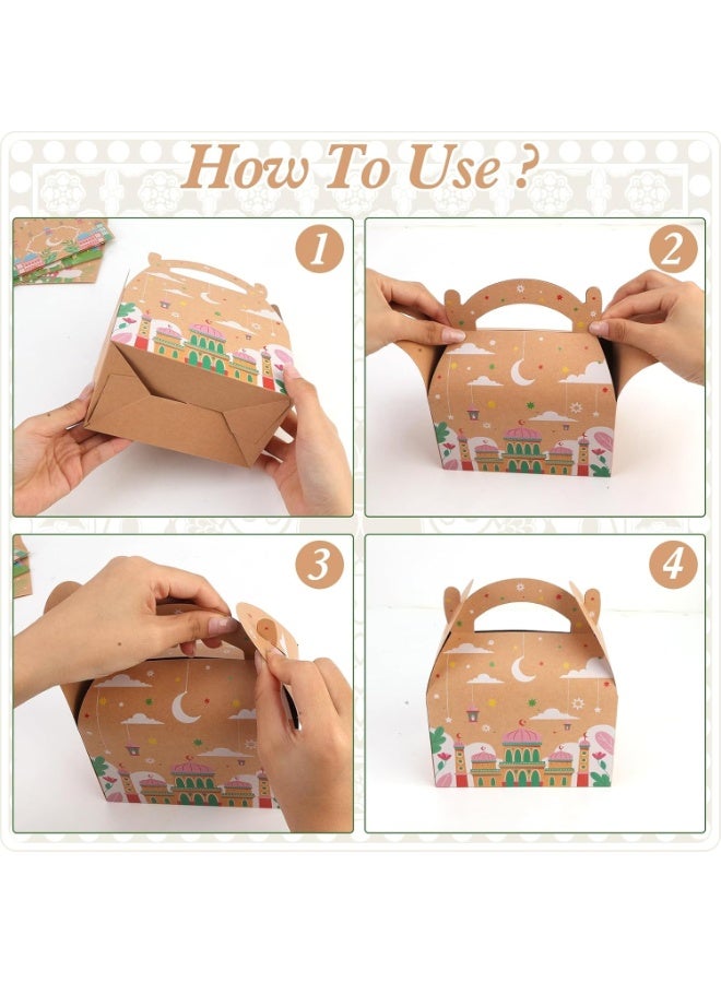 8PCS Ramadan Eid Kraft Paper Gift Bags – Islamic Pattern Candy & Biscuit Boxes for Eid, Hajj & Umrah Favors - Image 3